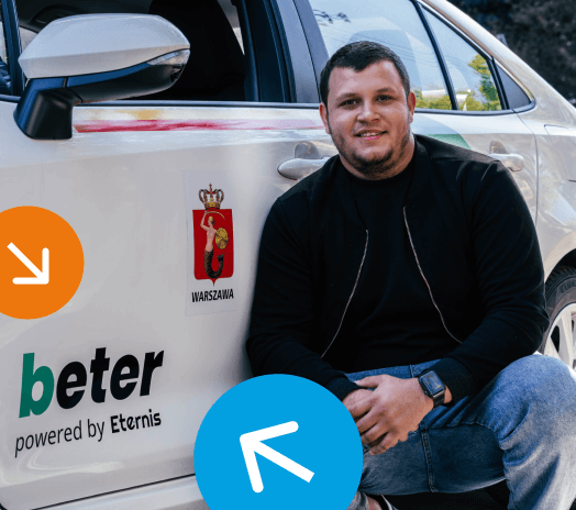 Kierowca Beter w samochodzie